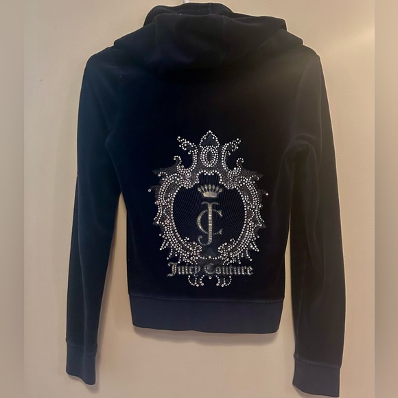 Juicy Couture Blue Velour Crystal Crest Hoodie - Picture 2 of 7